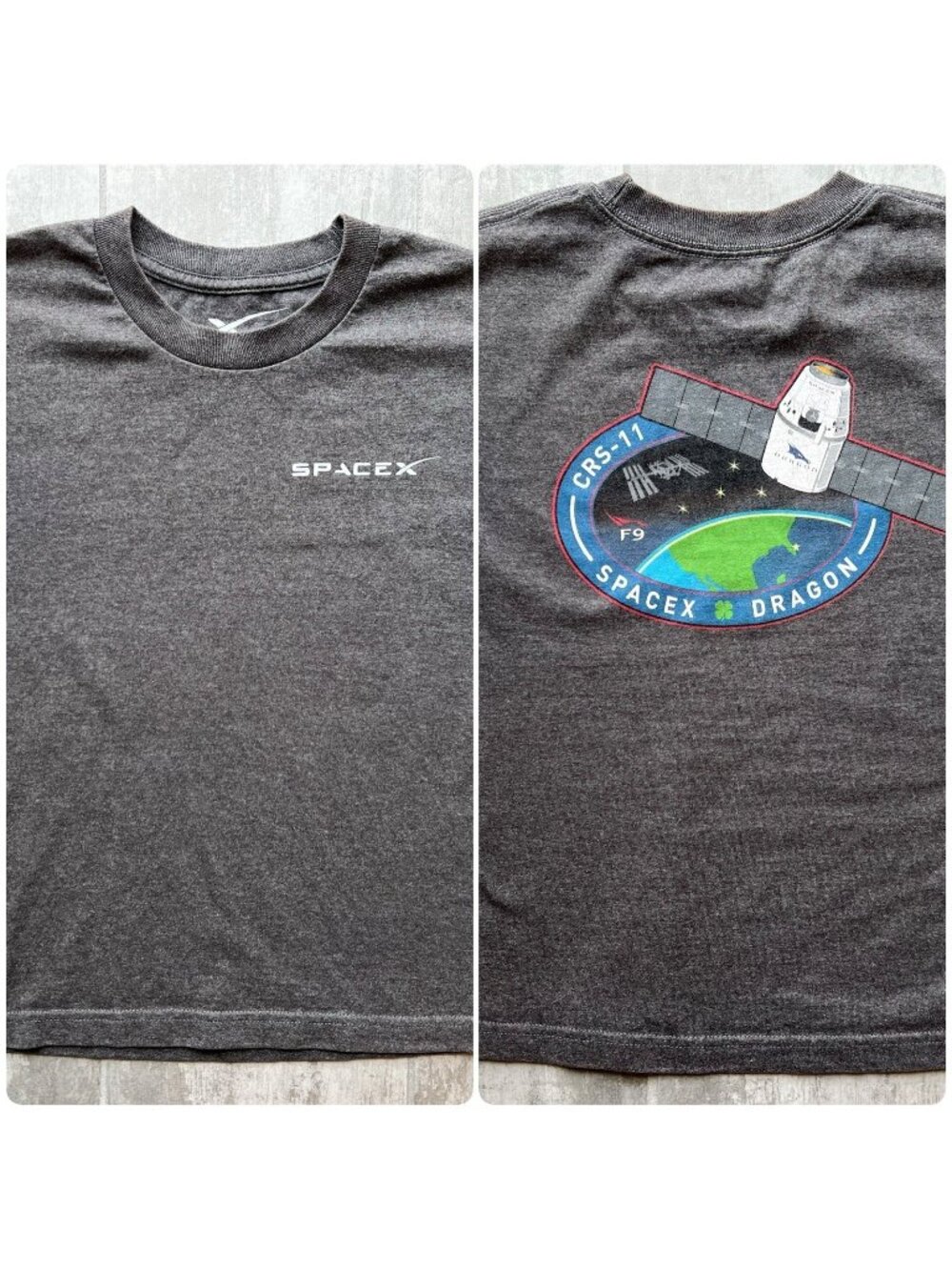 SpaceX Dragon CRS-11 Short Sleeve Graphic T Shirt Elon Musk 2017 Adult S Gray